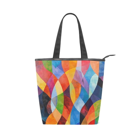 Zipper canvas bag, large capacity large size practical handbag, durable Canvas with leather material, DIY personalized pattern customization. Abstract Patterns