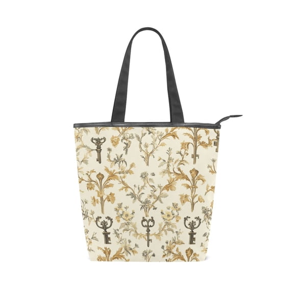 Zipper canvas bag, large capacity large size practical handbag, durable Canvas with leather material, DIY personalized pattern customization. Mystery Pattern