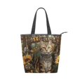thumbnail image 1 of Zipper canvas bag large capacity large size practical handbag durable Canvas with leather material A Regal Tabby Cat, 1 of 7