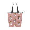thumbnail image 1 of Zipper canvas bag large capacity large size practical handbag durable Canvas with leather material Adorable Cowboy Snowmen, 1 of 7