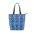 thumbnail image 1 of Zipper canvas bag large capacity large size practical handbag durable Canvas with leather material Blue Growing Hearts Pattern, 1 of 7