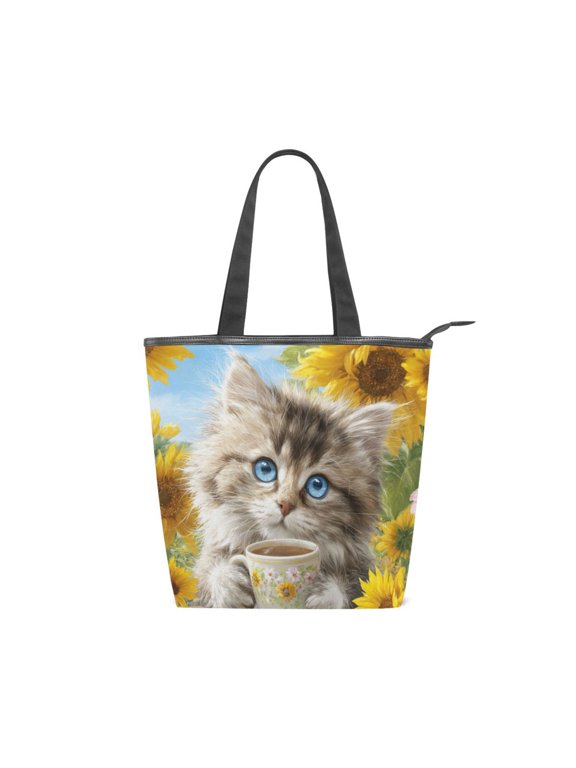 Zipper canvas bag large capacity large size practical handbag durable Canvas with leather material Comfortable and Elegant Puppet