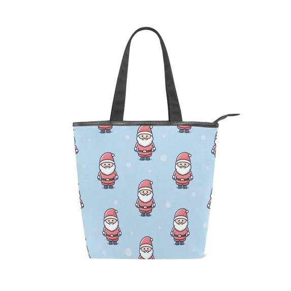 Zipper canvas bag large capacity large size practical handbag durable Canvas with leather material Cute Santa Claus Guard