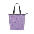 thumbnail image 1 of Zipper canvas bag large capacity large size practical handbag durable Canvas with leather material Elegant Lavender Design, 1 of 7
