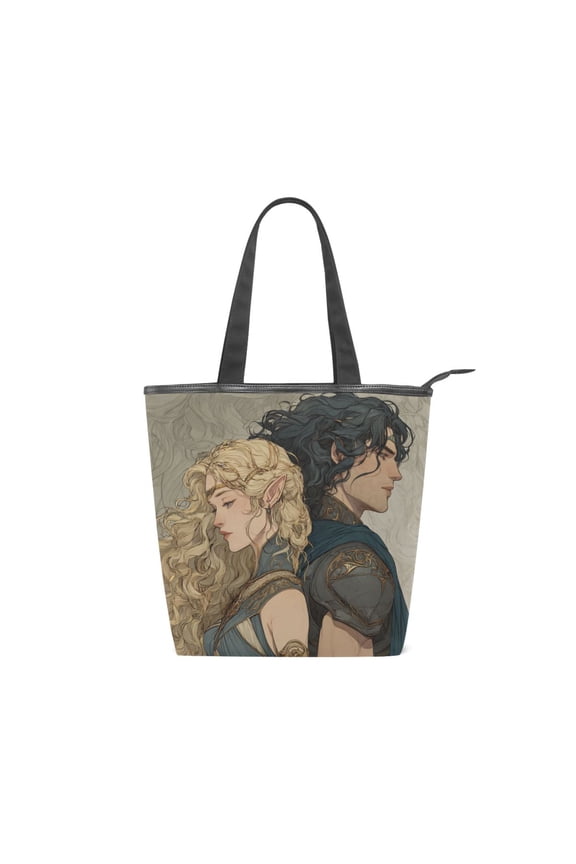 Zipper canvas bag large capacity large size practical handbag durable Canvas with leather material Kingdom Soldier Couple