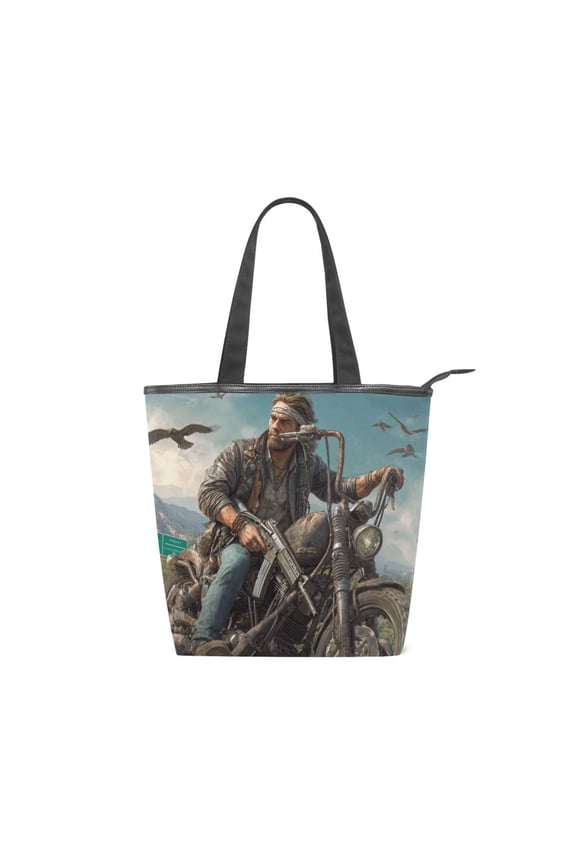 Zipper canvas bag large capacity large size practical handbag durable Canvas with leather material Motorcycle Tough Guy