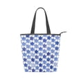 thumbnail image 1 of Zipper canvas bag large capacity large size practical handbag durable Canvas with leather material Navy Blue Stars, 1 of 7