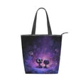 thumbnail image 1 of Zipper canvas bag large capacity large size practical handbag durable Canvas with leather material Purple Alien, 1 of 7