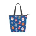 thumbnail image 1 of Zipper canvas bag large capacity large size practical handbag durable Canvas with leather material Santa Claus and Gifts Pattern, 1 of 7