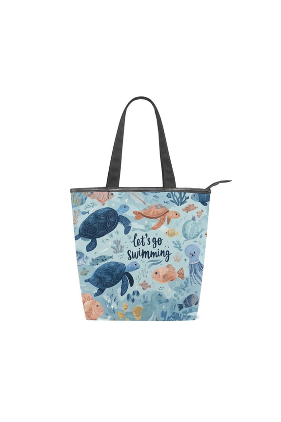 Zipper canvas bag large capacity large size practical handbag durable Canvas with leather material Submarine World
