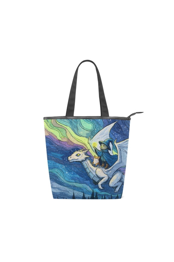 Zipper canvas bag large capacity large size practical handbag durable Canvas with leather material White Dragon Adventure