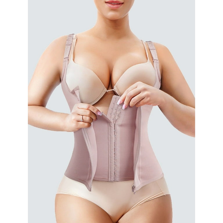 Waist trainer with zipper and hooks hotsell