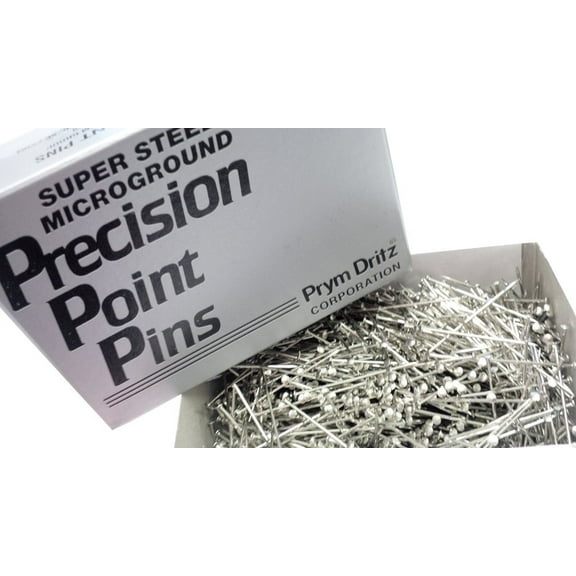 ZipperStopÂ® Vintage Prym Dressmaker Pins - #24 - 1 1/2" Long Premium Nickel Plated Steel 1 Lb (1 Box / Pack)