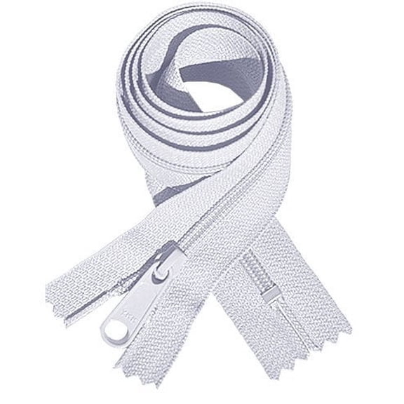 ZipperStop Wholesale Authorized Distributor YKK #4.5 Handbag Zipper 10" inch with Extra-long Pull Slider ~ Closed Bottom ~ White (5 pieces)