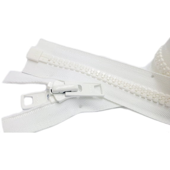 ZipperStop Wholesale Authorized Distributor YKK® Bimini Boat,Tent,Canvas Top, Sleeping Bag #10 White Marine Double Pull Reversible Zipper 34" inch ~