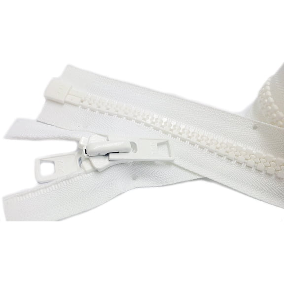 ZipperStop Wholesale Authorized Distributor YKK Bimini Boat,Tent,Canvas Top, Sleeping Bag #10 White Marine Double Pull Reversible Zipper 48" inch ~