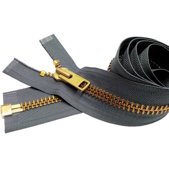ZipperStop Wholesale Authorized Distributor YKKSale 20" Extra Heavy Duty Jacket Zipper (Special Custom) YKK #10 Brass Separating ~ Color 578 Rail Grey (1 Zipper/pack)