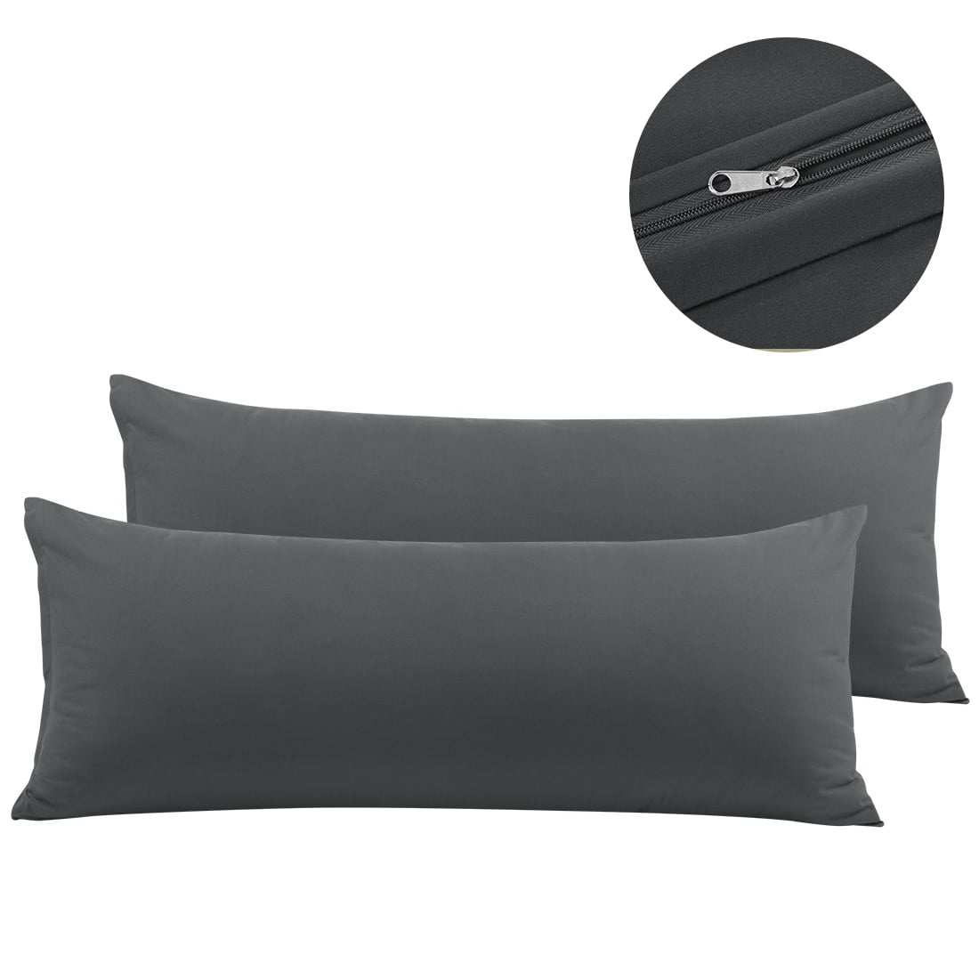 PiccoCasa Zippered Body Pillow Cover Microfiber Silky-Soft King Grey