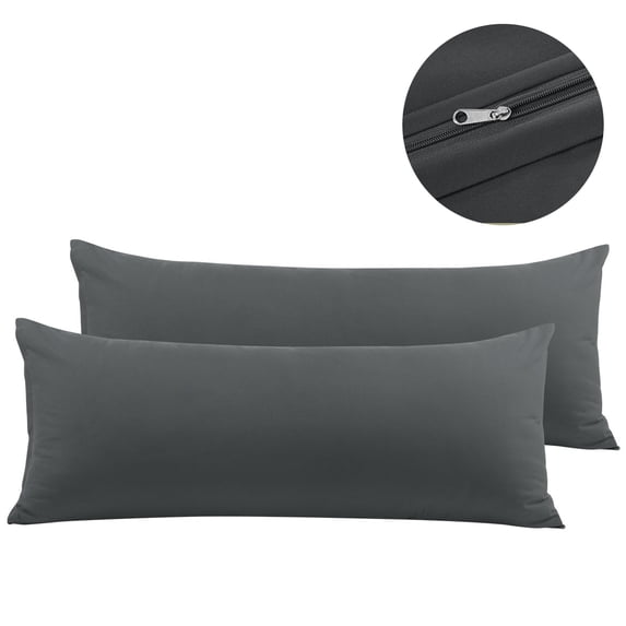 PiccoCasa Zippered Body Pillow Cover Microfiber Silky-Soft King Grey