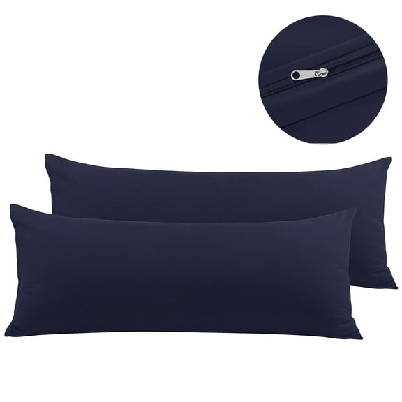 PiccoCasa Zippered Body Pillow Cover Microfiber Silky-Soft Queen Navy Blue