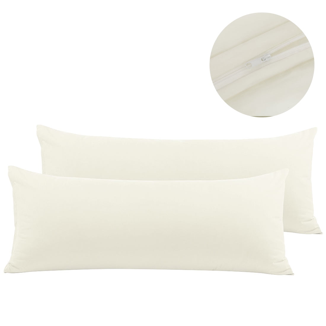 PiccoCasa Zippered Body Pillow Cover Microfiber Silky-Soft Standard Beige
