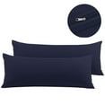 thumbnail image 1 of PiccoCasa Zippered Body Pillow Cover Microfiber Silky-Soft Standard Navy Blue, 1 of 8