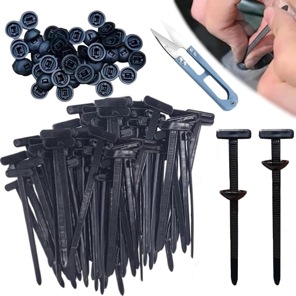 Zippered Clips, 20/40/100PCS Zippered Clips Zip Ties, Nylon Universal Cable Tie Buckle, Universal Cable Tie Clip, Heavy Duty Self-Locking Zip Ties Holder for Auto Repairing Quick Fix (100PCS)