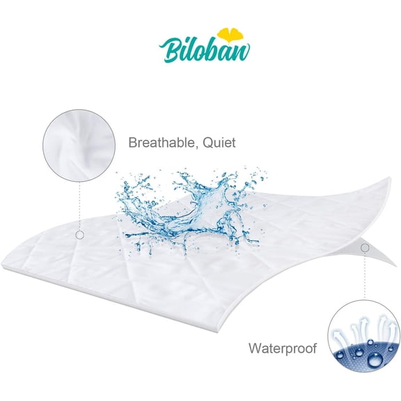 Zippered Crib Mattress Protector - Waterproof Crib Mattress Encasement, Breathable and Absorbent, 6 Sides Fully Encased Cover, 2 Pack, Microfiber