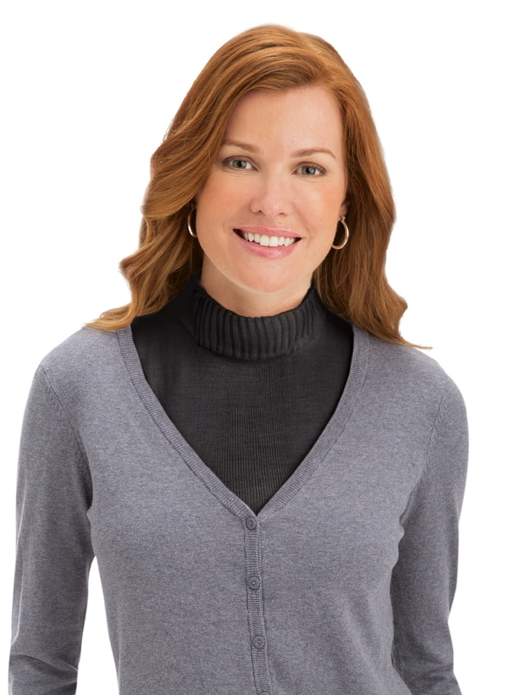 Collections Etc Zippered Dickie Layer Top with Armholes Soft Knit Mock Turtleneck for Layered Look White One Size Walmart