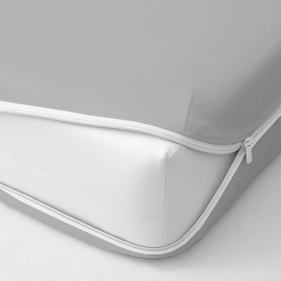 Zippered Fitted Sheet, Twin Size, 8" Deep Pocket Mattress Encasement Bottom Cover with Zipper, Hotel Quality Brushed Microfiber, Soft, Wrinkle-Free, Light Grey Solid