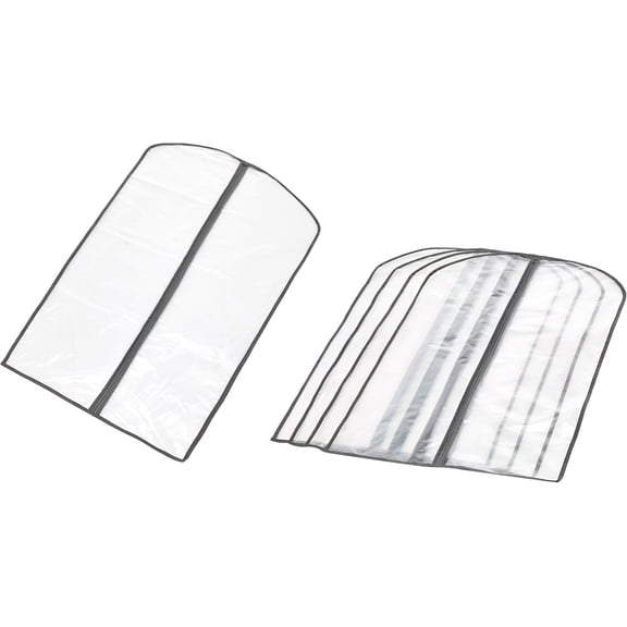 Zippered Garment Bag, Dust Cover for Clothing Protection, Translucent White, 5-Pack