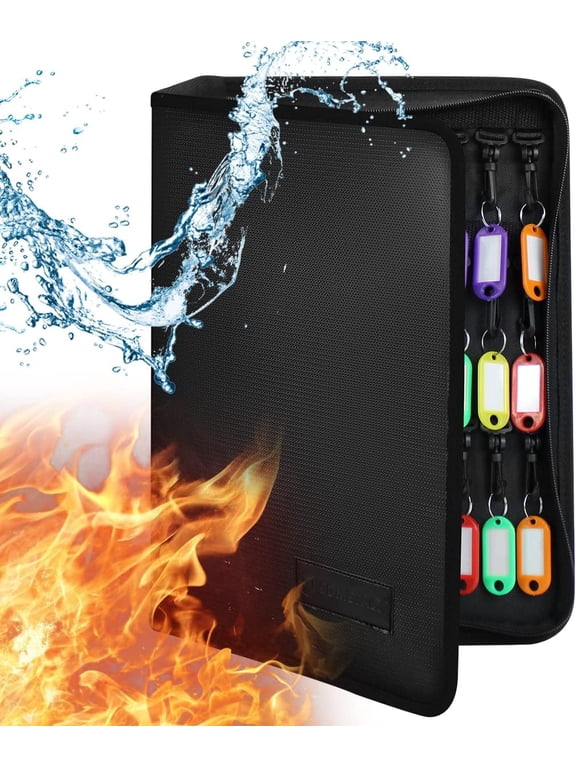 Zippered Key Case with Handle, Key Organizer, Fireproof and Waterproof Key Binder with 54 Hooks and Tags Portable Key Storage for Offices Real Estate Agencies Hotels and Rental Management