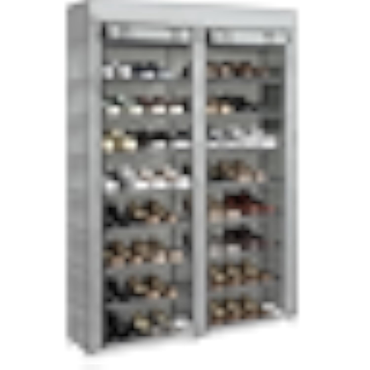 Zippered Large Shoe Rack with Dustproof Cover, 8 Tiers Metal Frame ...