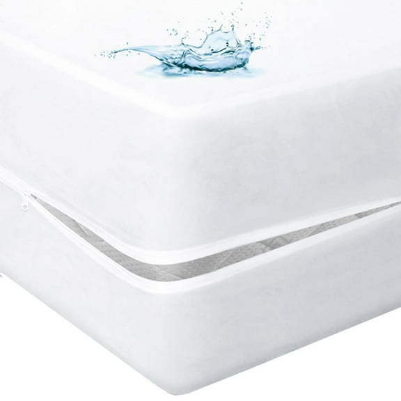 Zippered Mattress Protector Waterproof Encasement Queen Size Bed Cover Washable