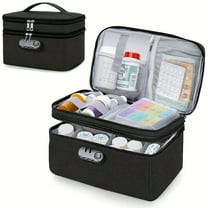 Zippered Medicine Bag with Lock  (Empty), Medicine Organizer, Family First Aid Box, Pill Bottle Organizer Bag for Emergency Medication, Supplements or Medical Kits, Medicine Storage Bag for Home