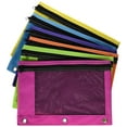Zippered Mesh Pencil Pouch for 3 Ring School Binders Bright Assorted
