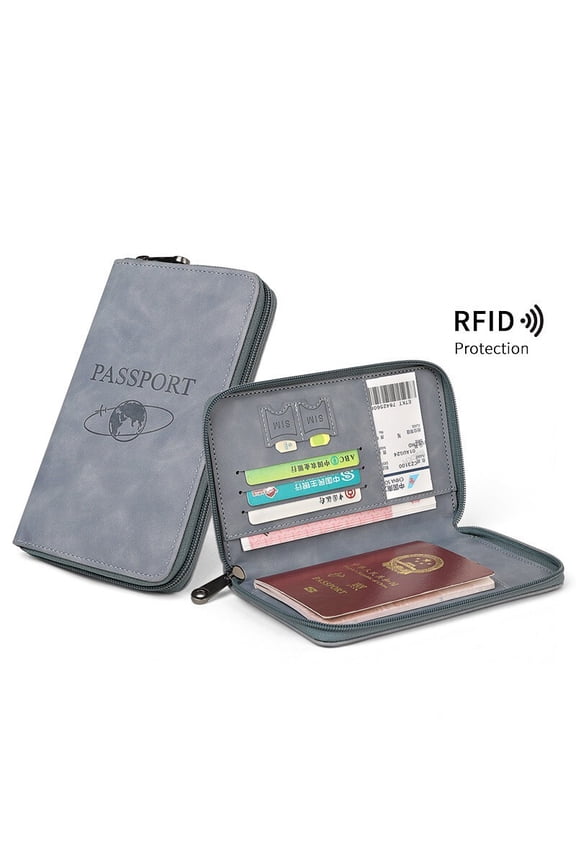Zippered Passport Wallet - Long Travel Document Organizer with RFID Blocking, PU Leather Passport Holder for Cards, Tickets, and Cash (4 Colors Available)