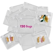 Zippered Pill Pouch Bags - 120 Pcs, Slide Lock Clear Plastic Mini Bags, BPA-Free for Pills Vitamins, Supplements, Medications, Jewelry, Crafts, Small Objects - 