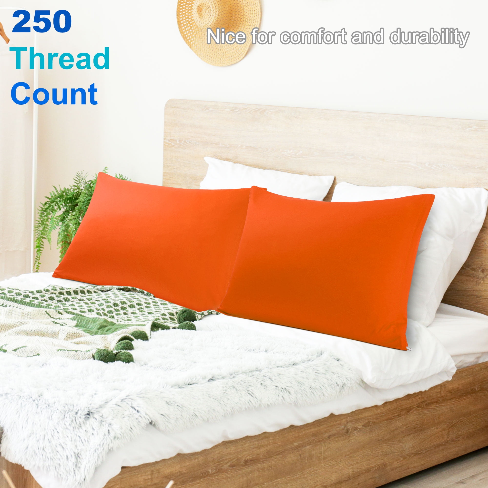 Zippered Pillow Cases Cover Pillowcases Egyptian Cotton Pack of 2