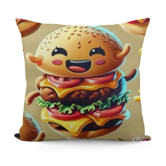 Zippered Pillow Protectors Cover Case Macaron-Cheese-Hamburger Decorative Throw Pillow Cover Square Cushion Case