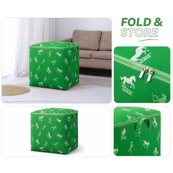 Zippered Storage Bag, 135L Clothing Storage Container, Fabric Bins for Cube Storage, Clothes Organizer for Bedroom and Dorm, 22X22X18 in Collapsible, Printed Fabric Construction