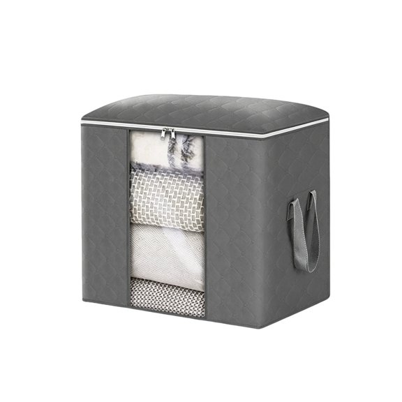 Zippered Storage Organizer Medium Non-Woven Viewing Window Closet Organization Bedroom Essentials Under Bed Bedding Gray