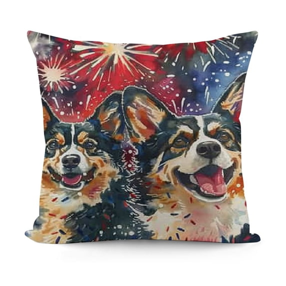 Zippered Throw Pillow Covers Dog Cute Animal White Blue Brown Decor Comfortable Home Office Square Pillow Covers