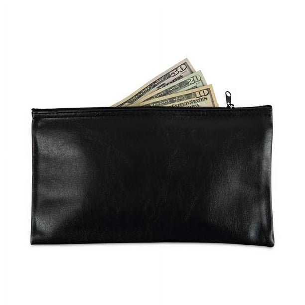 Zippered Wallets/Cases, Leatherette PU, 11 x 6, Clear/Black, 2/Pack