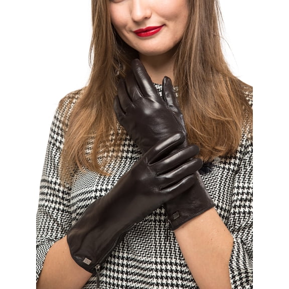 Zippered Wrist Long Gloves