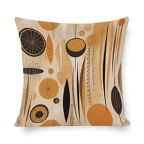 Zippered pillow cover Abstract Geometric Arts Cushion Pillow Cover Mid Century Modern Retro Pattern Brown Earth Tones Decor Pillows Home Decoration for Sofa Couch Living Bed Room 16"x16"