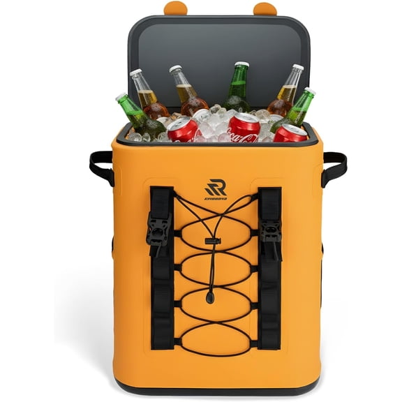 Zipperless Magnetic Cooler Backpack 30 Can, 48H Insulated Leakproof Soft Cooler with One-Hand Lid, Premium Waterproof TPU Cooler for Camping Fishing Gift for Men & Outdoor Lovers