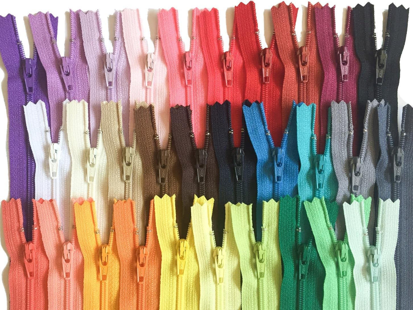 Zippers Assorted Colors Pack 12 Inch Number 3 Nylon Coil Set Of 30