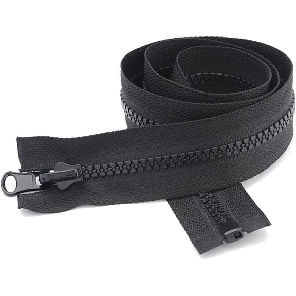 Zippers for Sewing, 2pcs 5# Resin Zippers Double-Sided Slider, 70/80/100/150cm Double -Sided Zipper for Coat Bags Repair Zip DIY (Color : White, Size : 150cm) (Color : Black, Size ((Color : Svart)