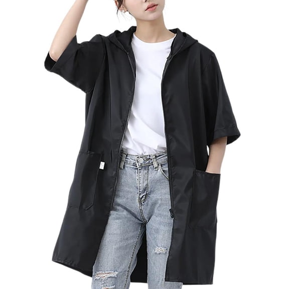 Zippers Short Sleeve Waterproofs Apron Jackets Season Kitchen Cooking Apron Smock Work Wear with Big Pockets Women Men